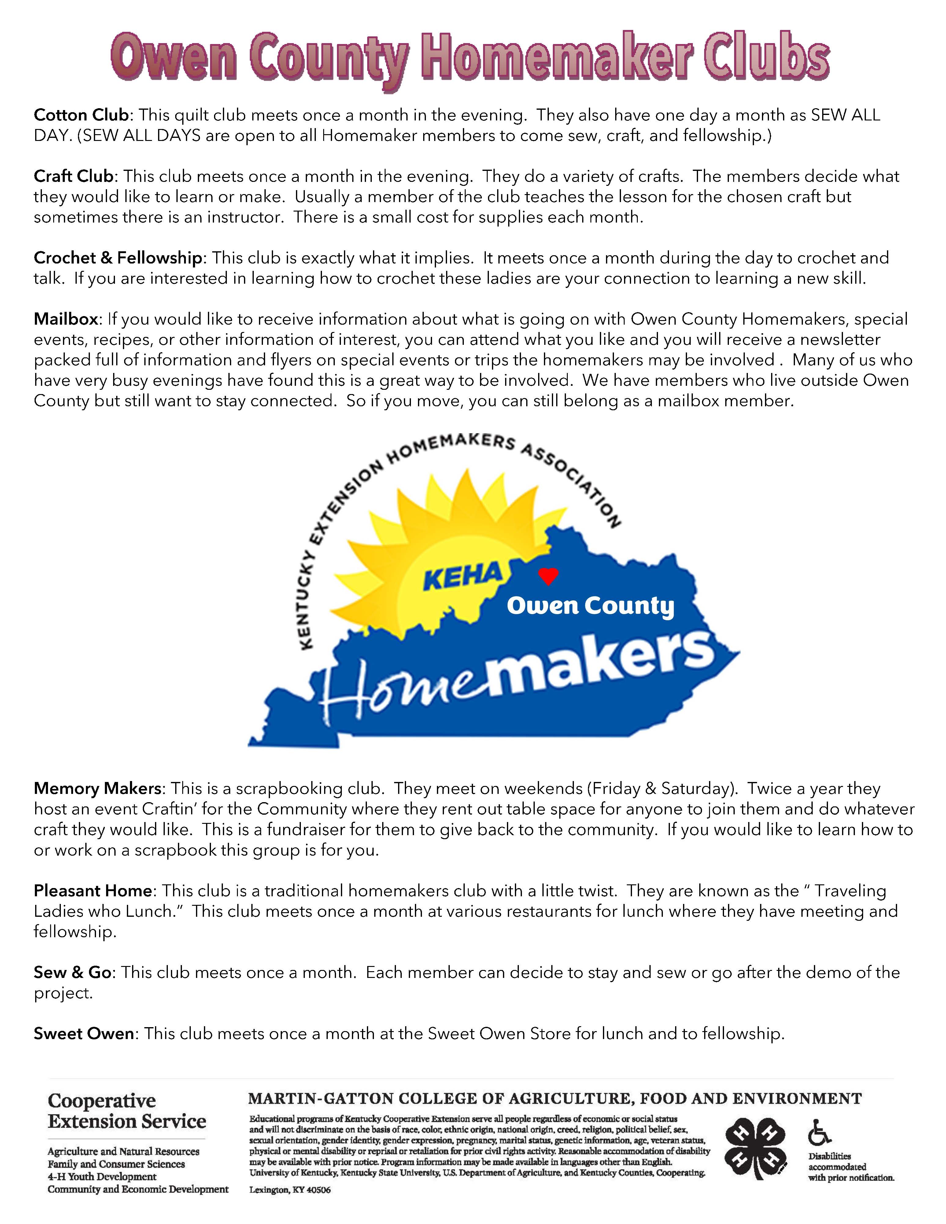 Homemaker Clubs